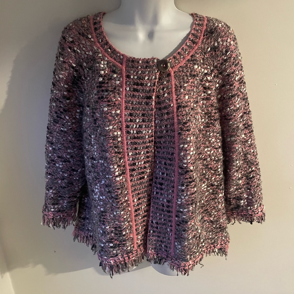 St. John Pink and Black Tweed Wool Evening Blazer Jacket Women’s Size 8 (J)